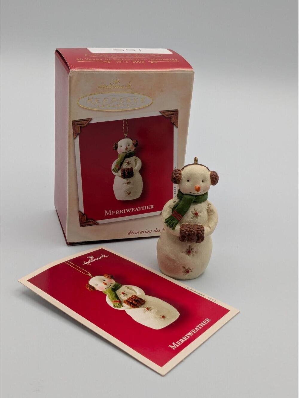 Hallmark Keepsake Merriweather 2003, Snow Girl Ornament, Holiday Memory Card